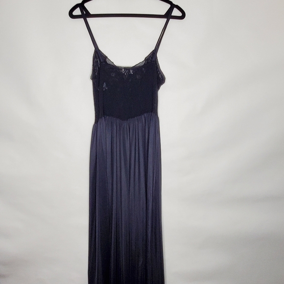 Vintage Cinema Etoile Beaded Slip Dress Size M Black Mesh Lace Sequin Retro Glam - Picture 6 of 16